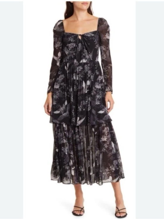 All Saints Dresses & Skirts - NEW All Saints Women’s Devyn Peggy Floral Print Long Sleeve Maxi Dress Black 0